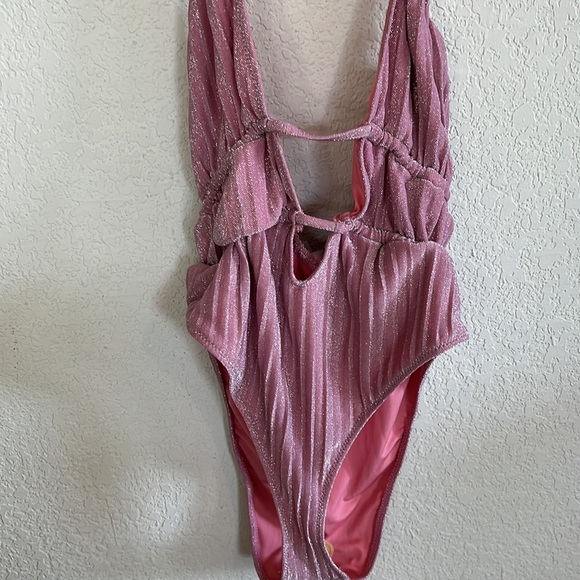 RAMY BROOK Marta Strapless Metallic One Piece Swimsuit In Pink - Picture 7 of 16
